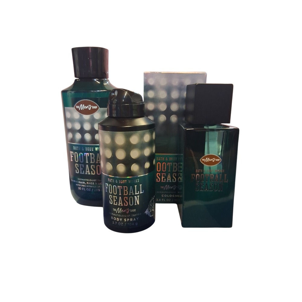 Rare Bath & Body Works Mens Limited Football Season Casual Preppy Sport 3pcs Set